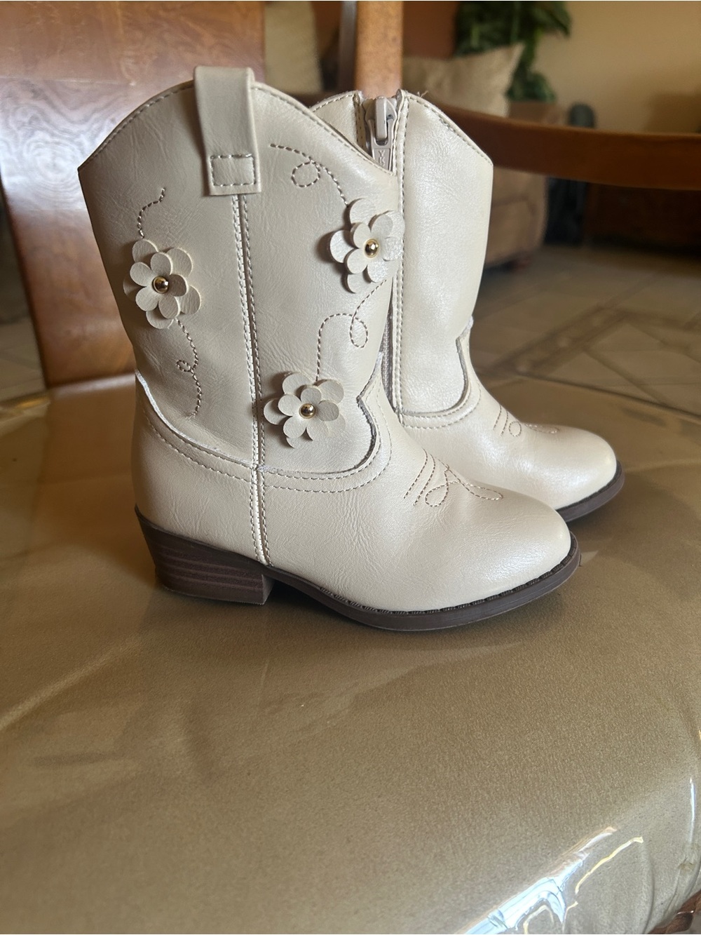 Gymboree Cream Floral Cowgirl Boots